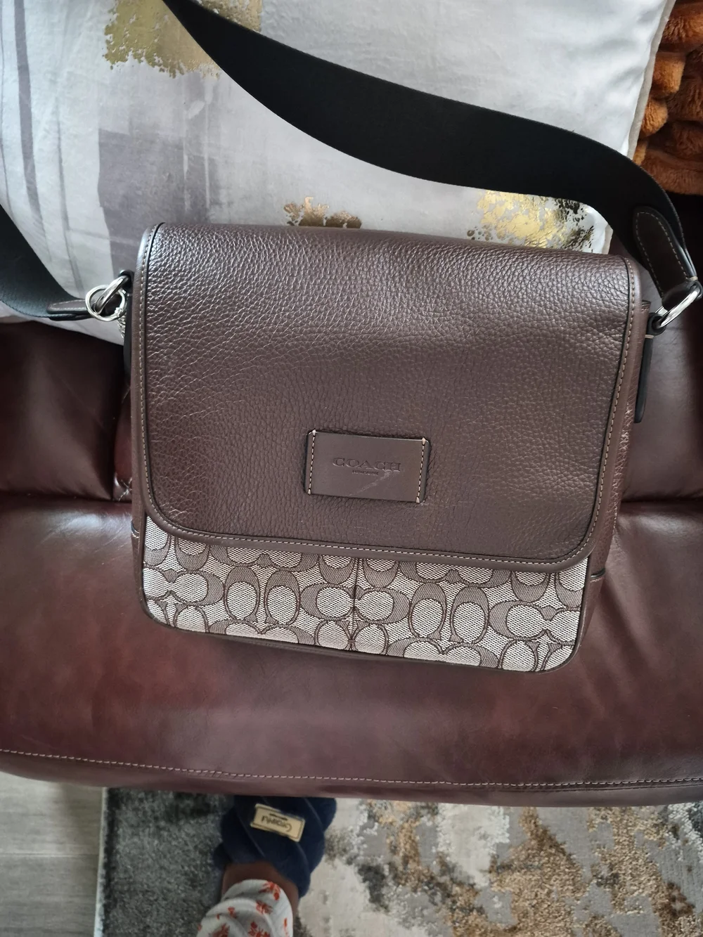 Coach Men’s Signature Brown Canvas and Leather Crossbody Bag